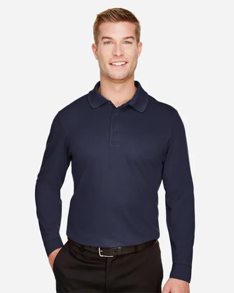 Men's CrownLux Performance® Tall Plaited Long Sleeve Polo - DG20LT