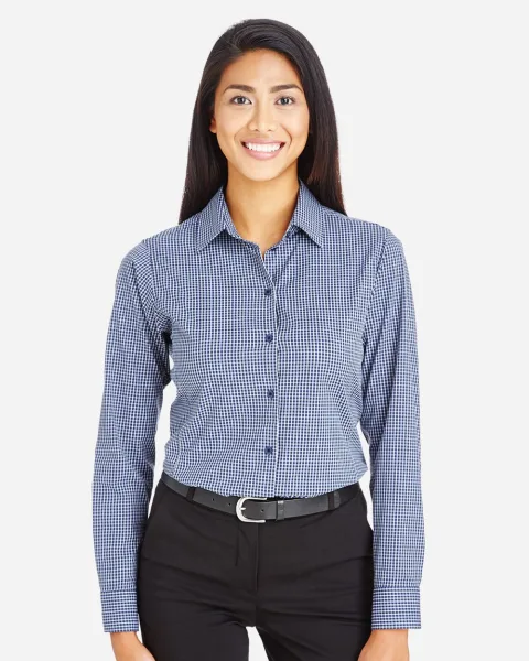 Women's CrownLux Performance™?Tonal Mini Check Woven Dress Shirt - DG535W