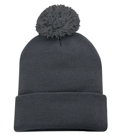 Striped Cuff Pom Pom Toque