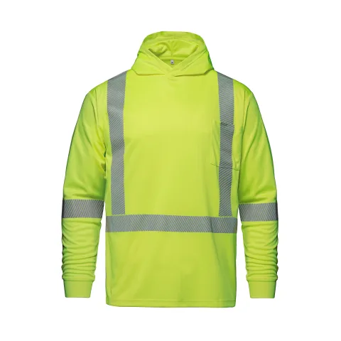 GLOW Long Sleeve Hi-VIS Hooded T-Shirt with Segmented Stripes