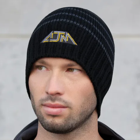 Acrylic / Polyester Micro Fleece - Board Toque - Chunky stripe cable knit