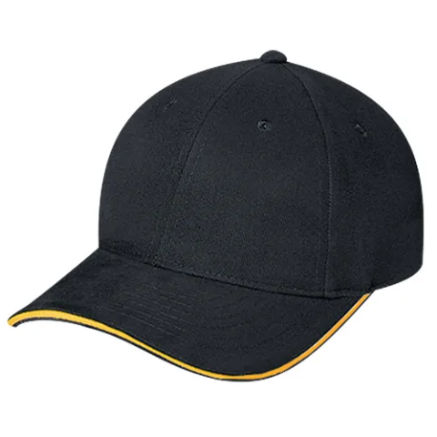 Heavyweight Brushed Cotton Drill - 6 Panel Constructed Contour - Matching soft-buckram laminated front panels with Pro-Stitch