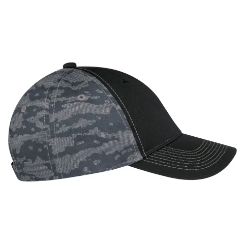 Polycotton / Cotton Drill - 6 Panel Constructed Full-Fit (Urban Camo) - Buckram laminated front panels with Pro-Stitch
