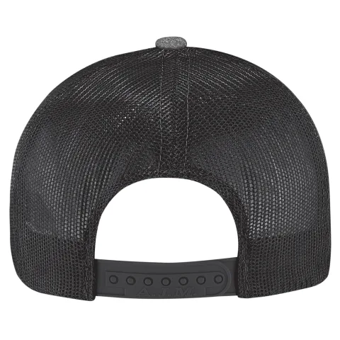 Polyester Heather / Soft Polyester Mesh - 6 Panel Constructed Full-Fit (Mesh Back) - Buckram laminated front panels with Pro-Stitch