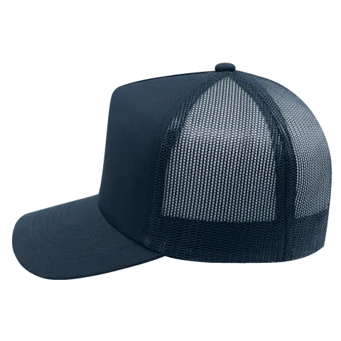 Polycotton / Polyester Mesh - 5 Panel Traditional (Mesh Back) - 3 3/4" Crown height
