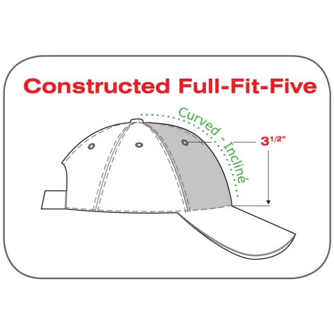 Polycotton / Polyester Mesh - 5 Panel Constructed Full-Fit-Five (Mesh Back) - Buckram laminated front panel with Pro-Stitch