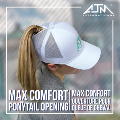 Polycotton / Polyester Mesh - 5 Panel Constructed Full-Fit-Five (Mesh Back, Women's) - Buckram laminated front panel with Pro-Stitch