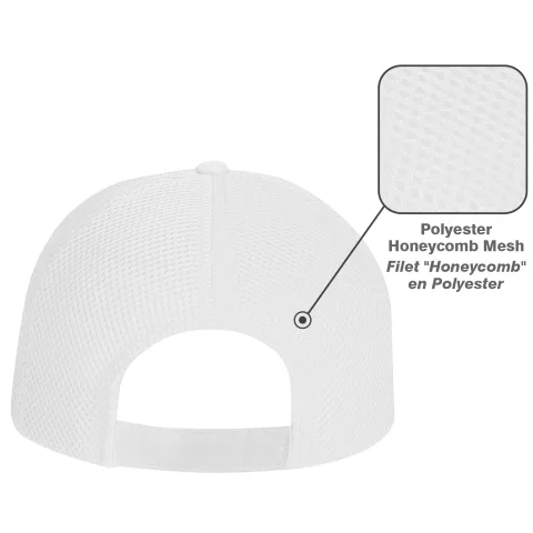 Polycotton / Polyester Honeycomb Mesh - 6 Panel Constructed Contour (Mesh Back) - Matching buckram laminated front panels with Pro-Stitch