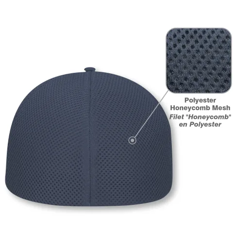 Polycotton / Polyester Honeycomb Mesh - 6 Panel Constructed Contour (Mesh Back, Adjust-A-Fit) - Matching buckram laminated front panels with Pro-Stitch