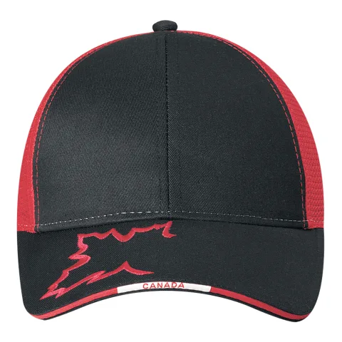 Polycotton / Polyester Mesh - 6 Panel Constructed Contour (Canada, Mesh Back) - Matching buckram laminated front panels with Pro-Stitch