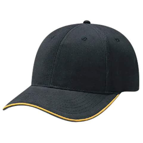 Brushed Cotton Drill - 6 Panel Constructed Contour - Buckram laminated front panels with Pro-Stitch