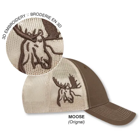 Enzyme Washed Deluxe Chino Twill / Soft Polyester Mesh - 6 Panel Constructed Full-Fit (Wildlife, Mesh Back) - Buckram laminated front panels with Pro-Stitch