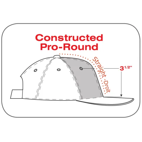 Deluxe Chino Twill / Polyester Mesh - 6 Panel Constructed Pro-Round (Mesh Back) - Deluxe buckram laminated front panels with Pro-Stitch