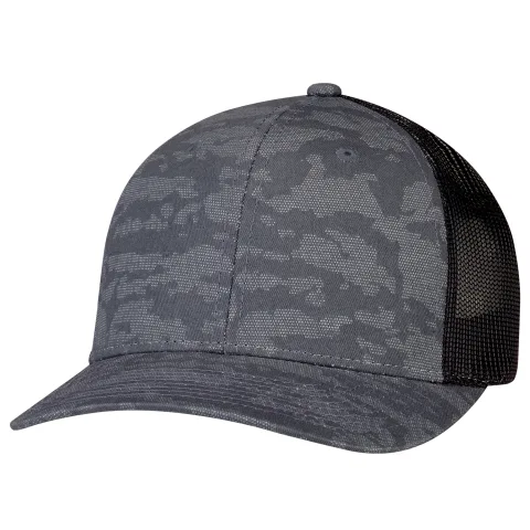 Cotton Drill / Polyester Mesh - 6 Panel Constructed Pro-Round (Urban Camo, Mesh Back) - Deluxe buckram laminated front panels with Pro-Stitch