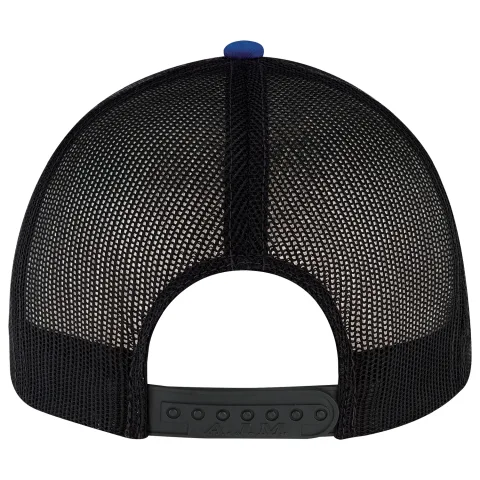 Cotton Drill / Polyester Heather / Polyester Mesh - 6 Panel Constructed Pro-Round (Mesh Back) - Deluxe buckram laminated front panels with Pro-Stitch