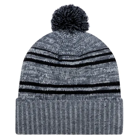 Acrylic / Polyester Micro Fleece - Cuff Toque (Pom Pom 8cm) - Marl jersey knit/Cable rib knit