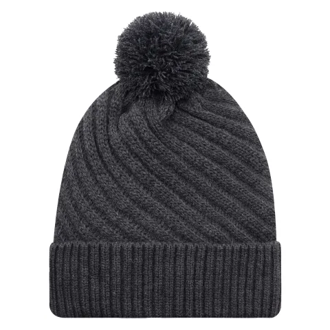 Acrylic - Cuff Toque (Pom Pom 8cm) - Jacquard cable knit