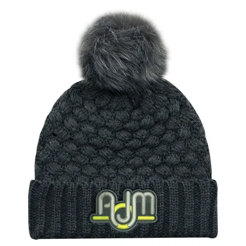 Acrylic - Cuff Toque (Faux Fur Pom Pom 12cm, Women’s) - Jacquard bubble knit