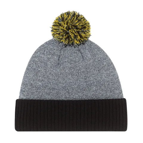 Acrylic - Cuff Toque (Pom Pom 8cm) - Heather knit/Cable rib knit