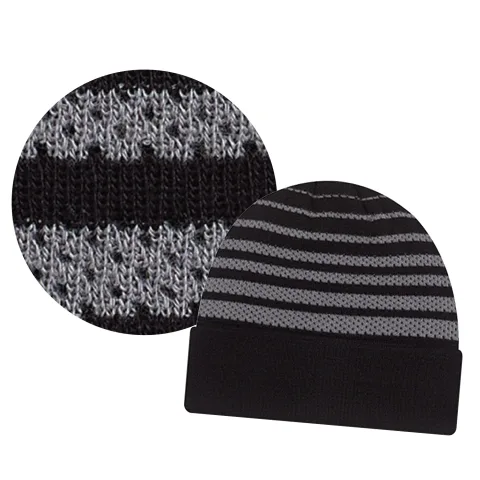 Acrylic - Cuff Toque - Mesh stripe rib knit