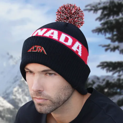 Acrylic - Cuff Toque (Canada, Pom Pom 8cm) - Jacquard knit