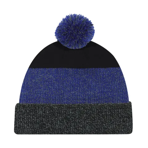 Acrylic - Cuff Toque (Pom Pom 8cm) - Marl rib knit