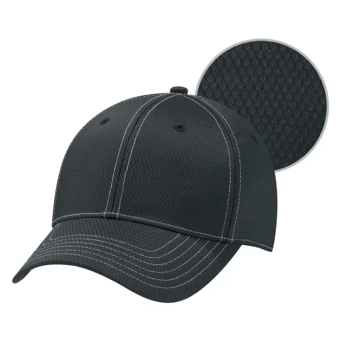 Polyester Diamond & Spandex - 6 Panel Constructed Contour (A-Class, A-Flex, Performance) - Deluxe buckram laminated front panels with complete Pro-Stitch