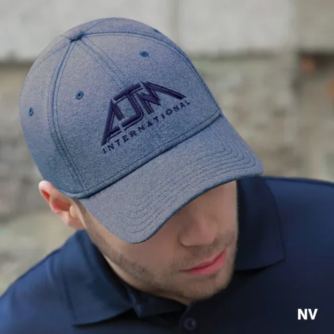 Polyester Heather & Spandex - 6 Panel Constructed Contour (A-Class, A-Flex) - Deluxe buckram laminated front panels with complete Pro-Stitch