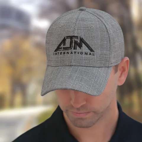 Polyester Plaid & Spandex - 6 Panel Constructed Contour (A-Class, A-Flex) - Deluxe buckram laminated front panels with complete Pro-Stitch