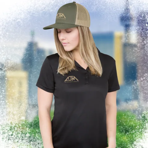 Women’s Performance Polos - 100% Polyester Pique Knit. 155g/m² - 4.5oz/yd² - 2 Button Placket
